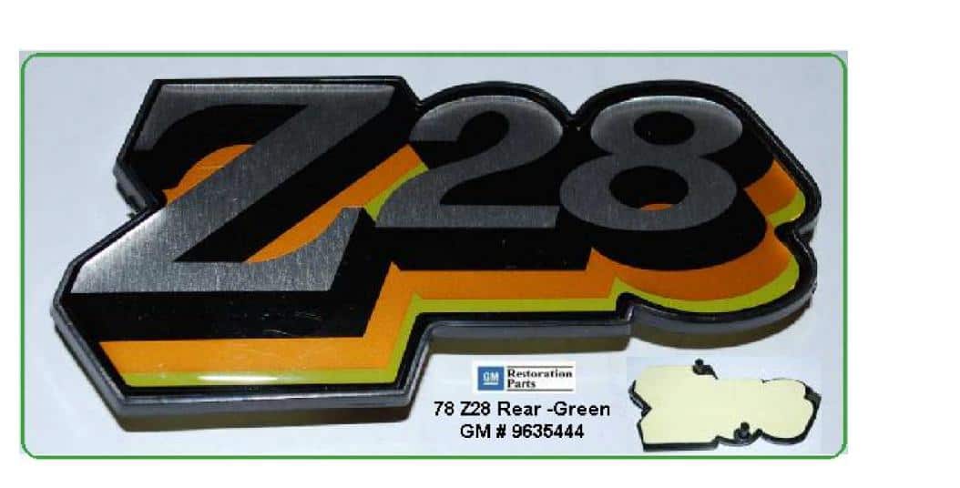 78 Camaro Z28 Fuel Door Emblem: Green